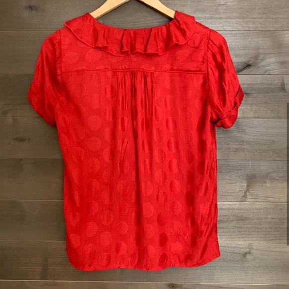 Anthropologie Maeve Jojo Ruffled Polka Dot Blouse - Size M - Picture 5 of 6